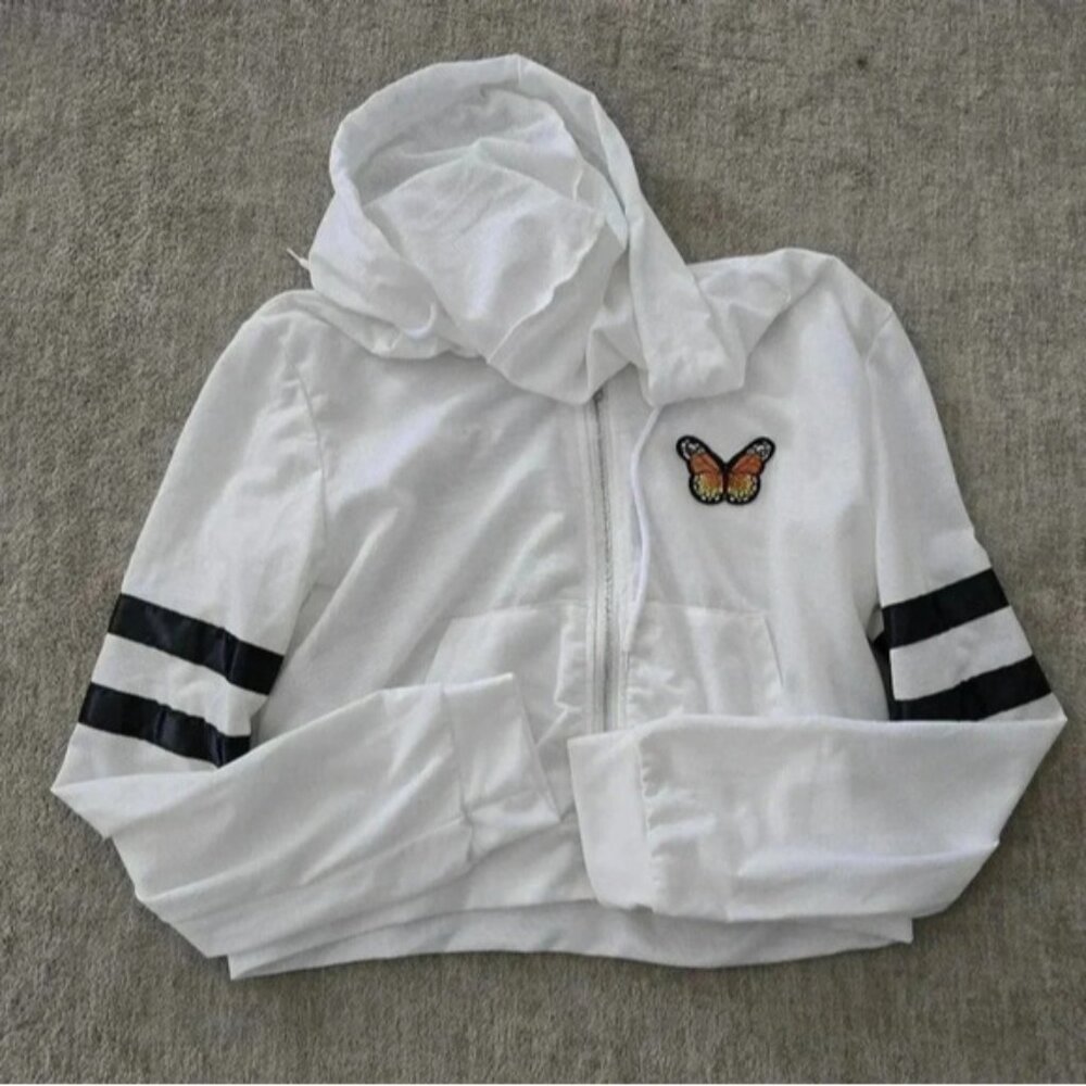 Shein ladies white zip up hoodie size medium